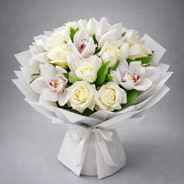 Ты у меня одна - букет из роз и орхидей